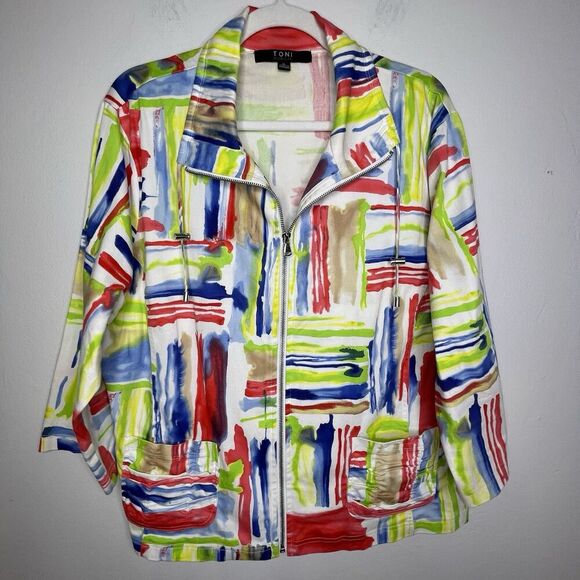 Toni Morgan  Art To Wear Jacket SZ XL  Pockets Full Zip Abstract Modern - Picture 11 of 16